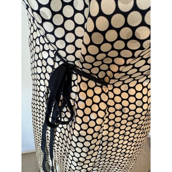 Diane Von Furstenberg Dress 4 Black And Ivory Silk Polka Dot Flare Side Tie Wrap - Picture 10 of 12